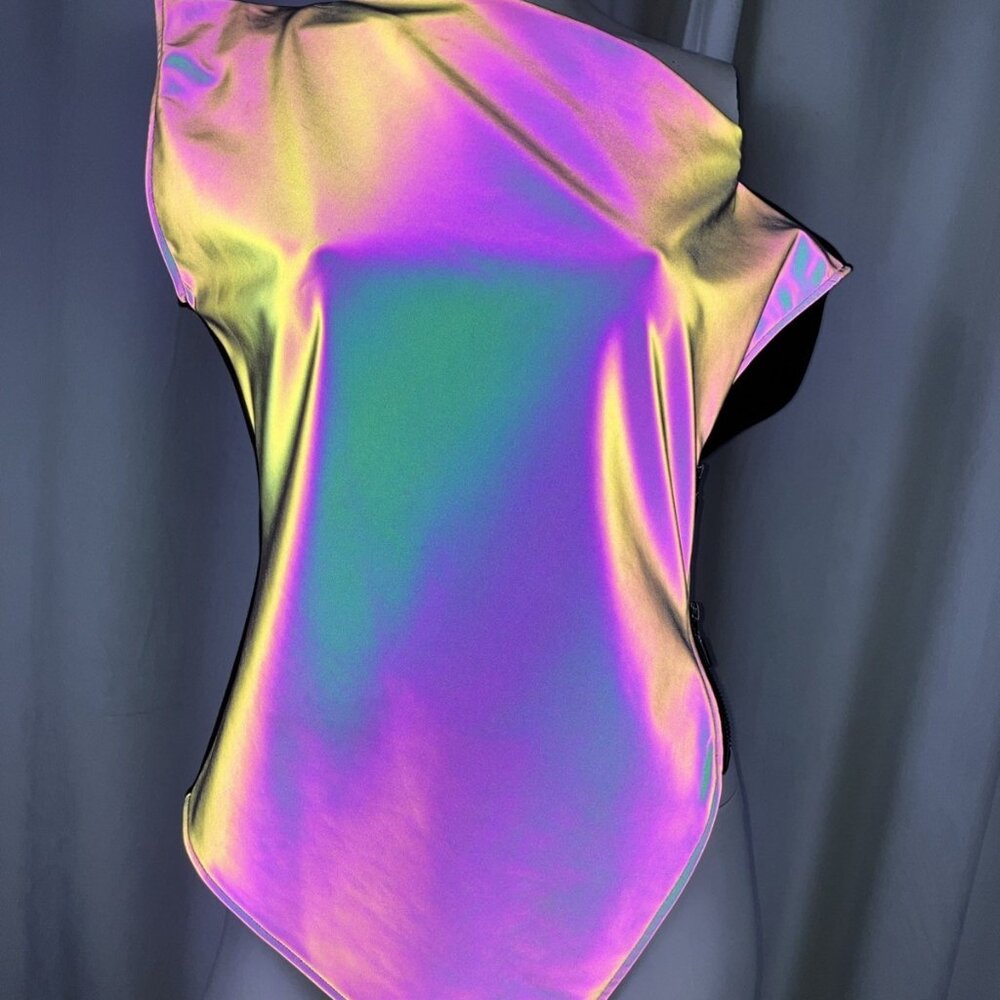 2 4 Maticevski Indefinite Hologram Blouse Top Rave Techno Electronica